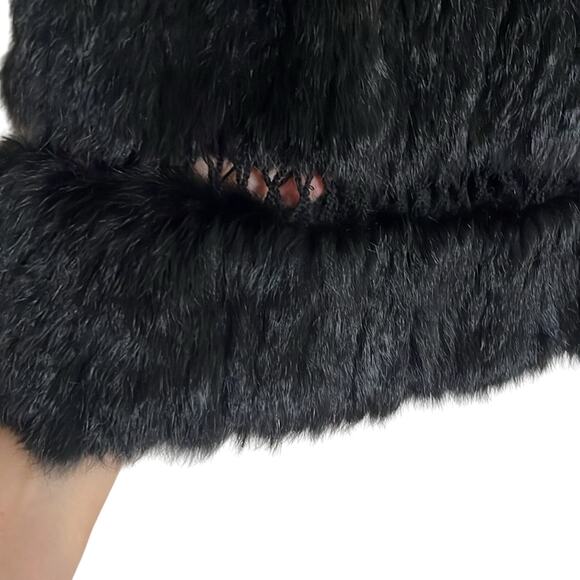 BCBGMaxAzria Genuine Rabbit Fur Crochet Panel Vest Black Size M - Picture 6 of 7